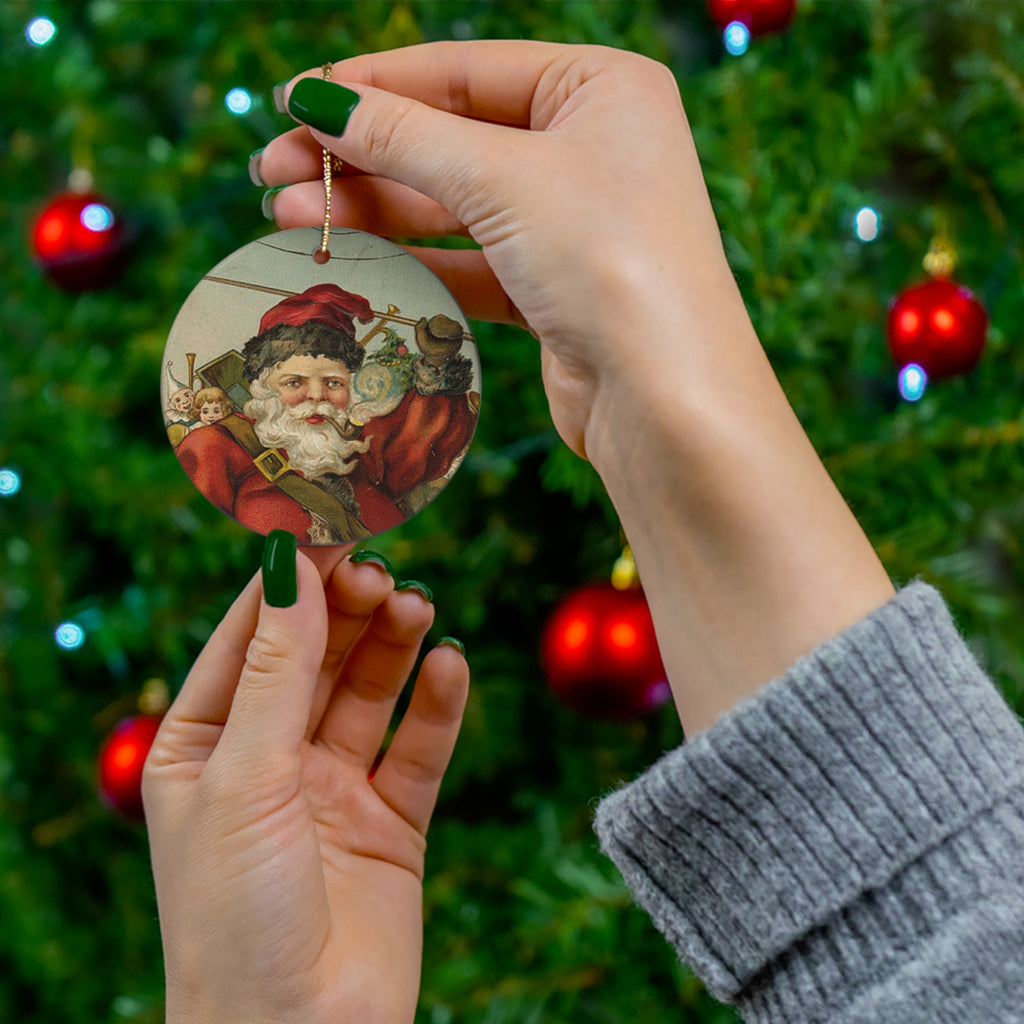 Santa Ceramic Disc Ornament           Item #167813