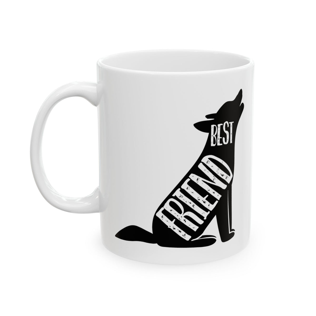 Howling Dog Best Friend Ceramic Mug – Rustic Nature Coffee Cup 11oz   Item #131029