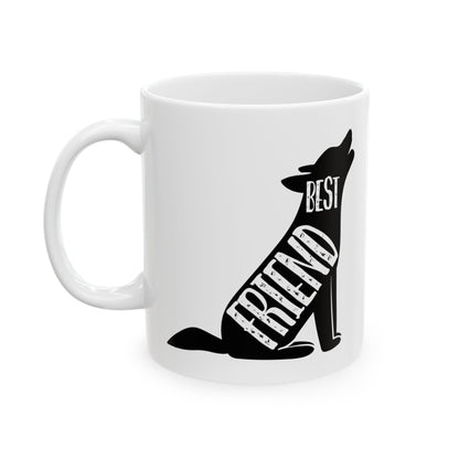 Howling Dog Best Friend Ceramic Mug – Rustic Nature Coffee Cup 11oz   Item #131029