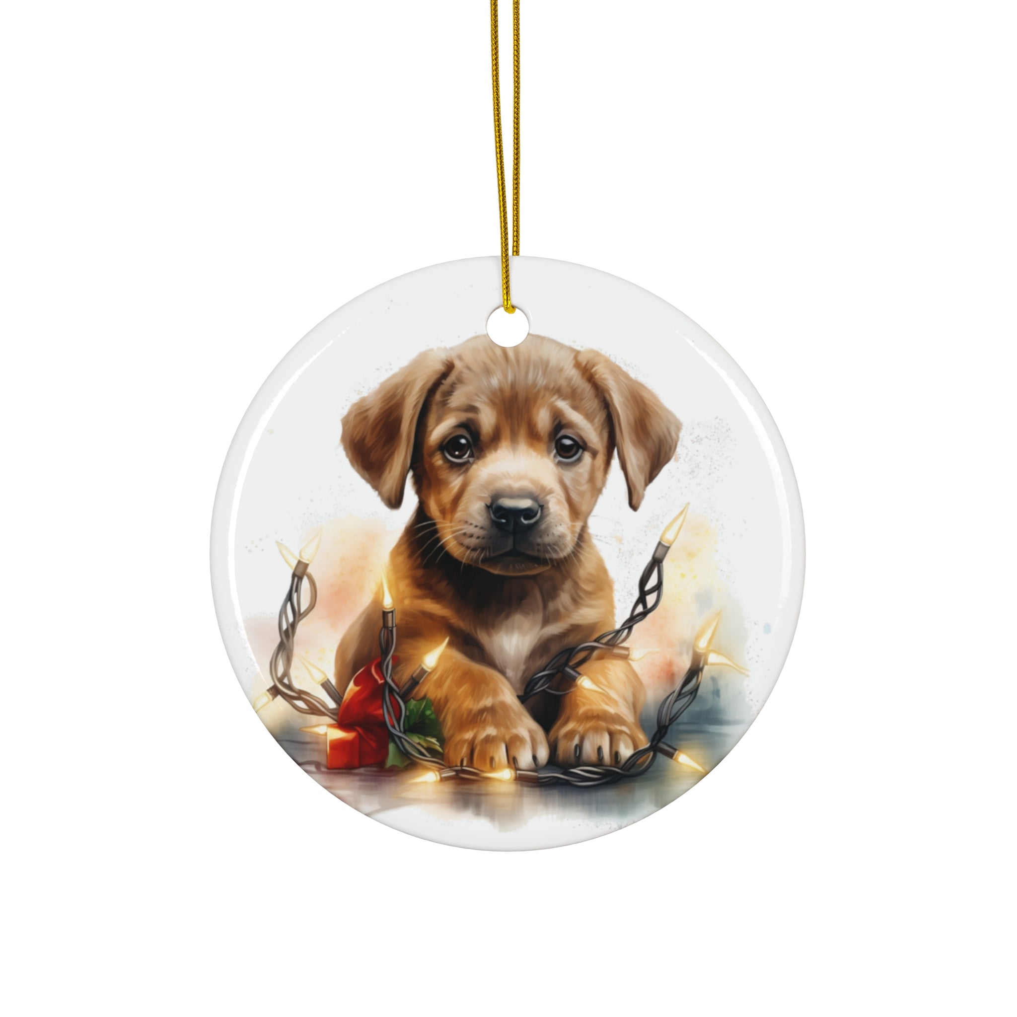 Christmas Dog Ceramic Disc Ornament                Item #6355048