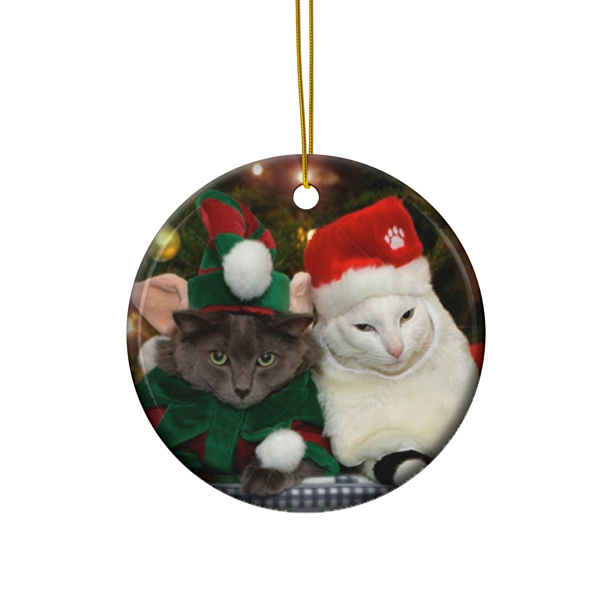 Christmas Kitty Ceramic Disc Ornament       Item #4886137
