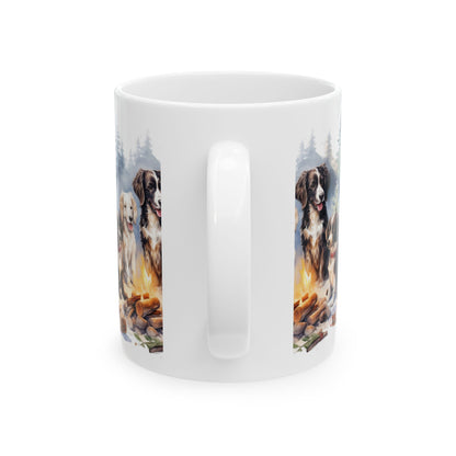 Dog Campfire Ceramic Mug — Cute Puppies by the Fire 11oz  Item #444698