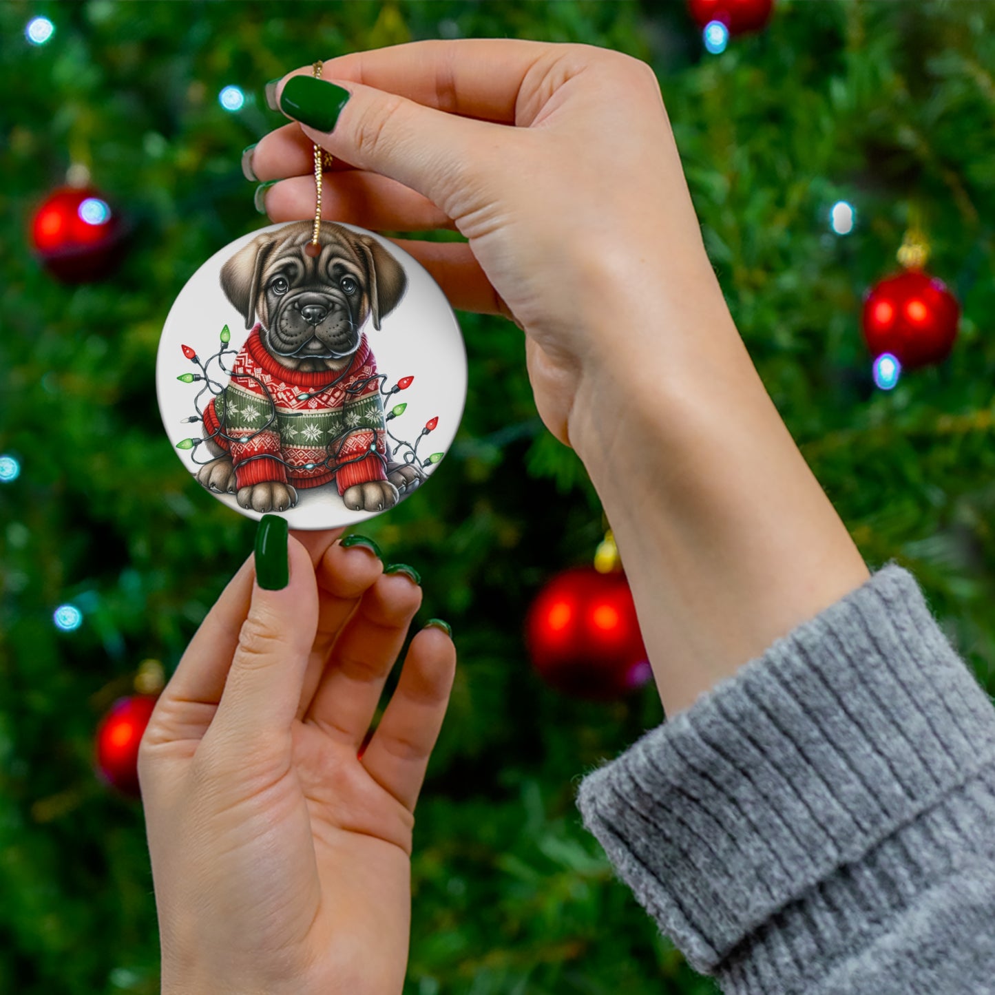 Ceramic Ornament - Cane Corso Christmas Puppy With Lights     Item #6529167