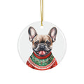 Dog With Christmas Sweater Ceramic Disc Ornament           Item #513172