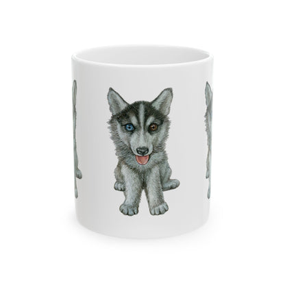 Husky Puppy Ceramic Mug – Cute Watercolor Dog Coffee Cup 11oz   Item #28146