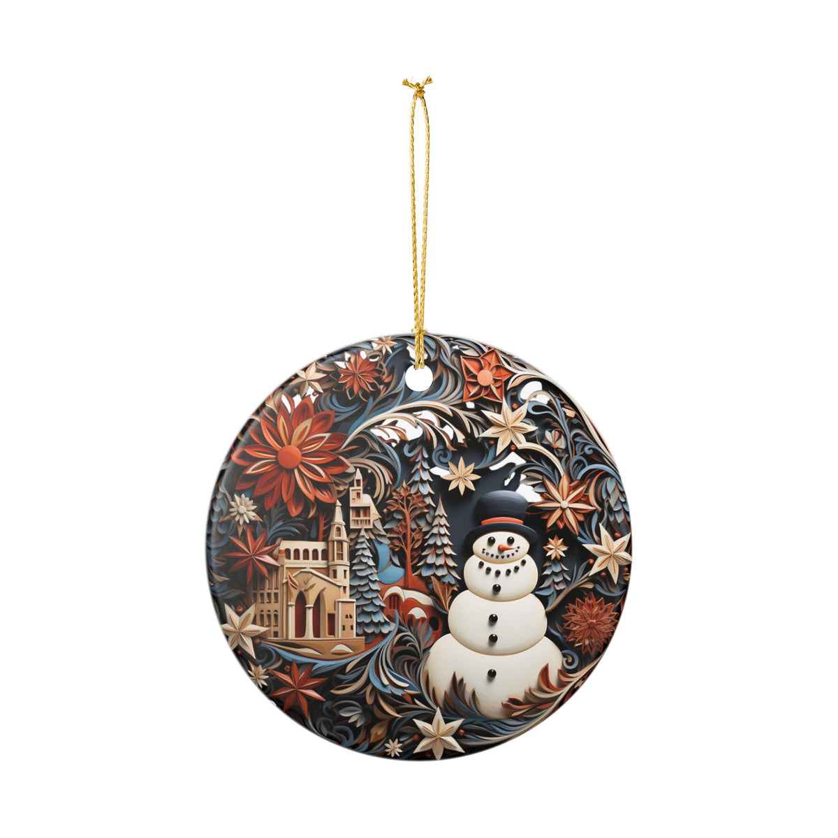 Winter Wonderland Snowman Ceramic Ornament    Item #35272