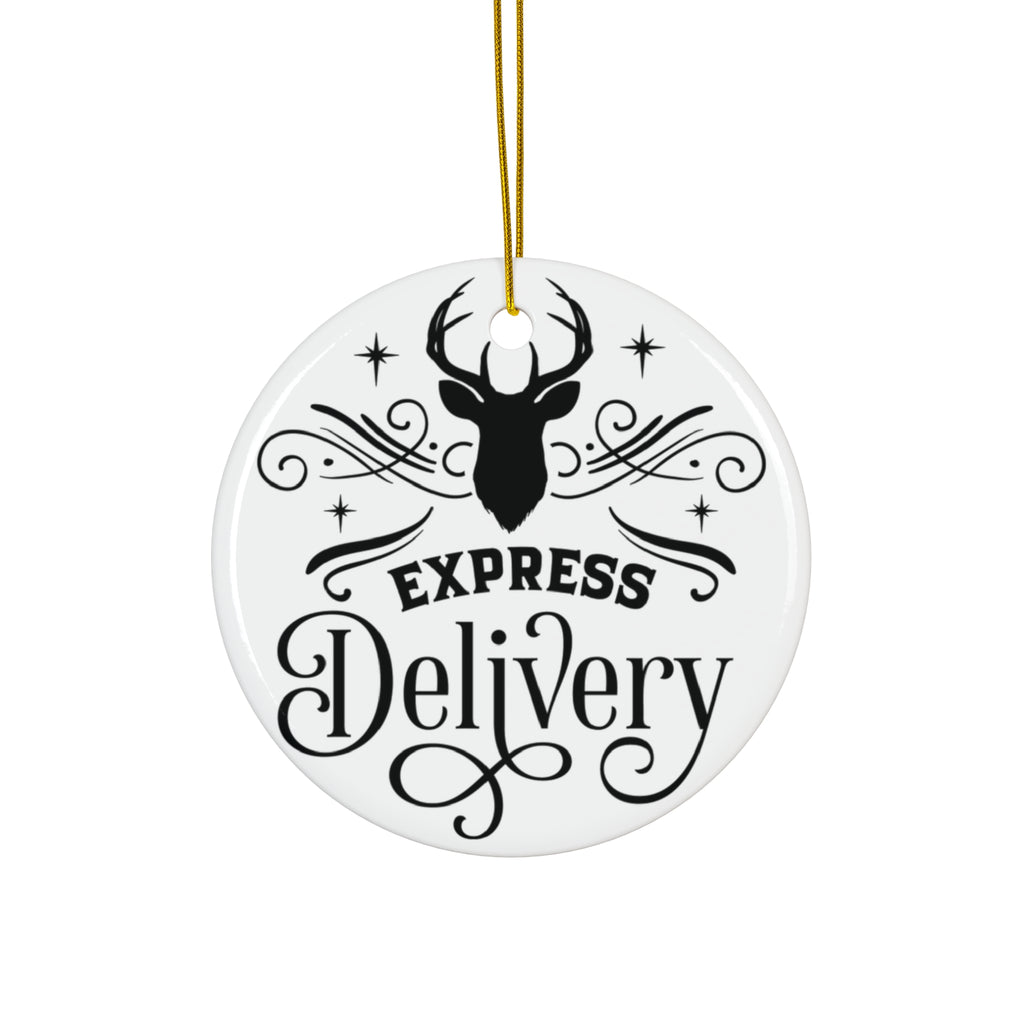 Express Delivery Reindeer Ceramic Ornament     Item #8129752 - Buckshot's Bargain Barn