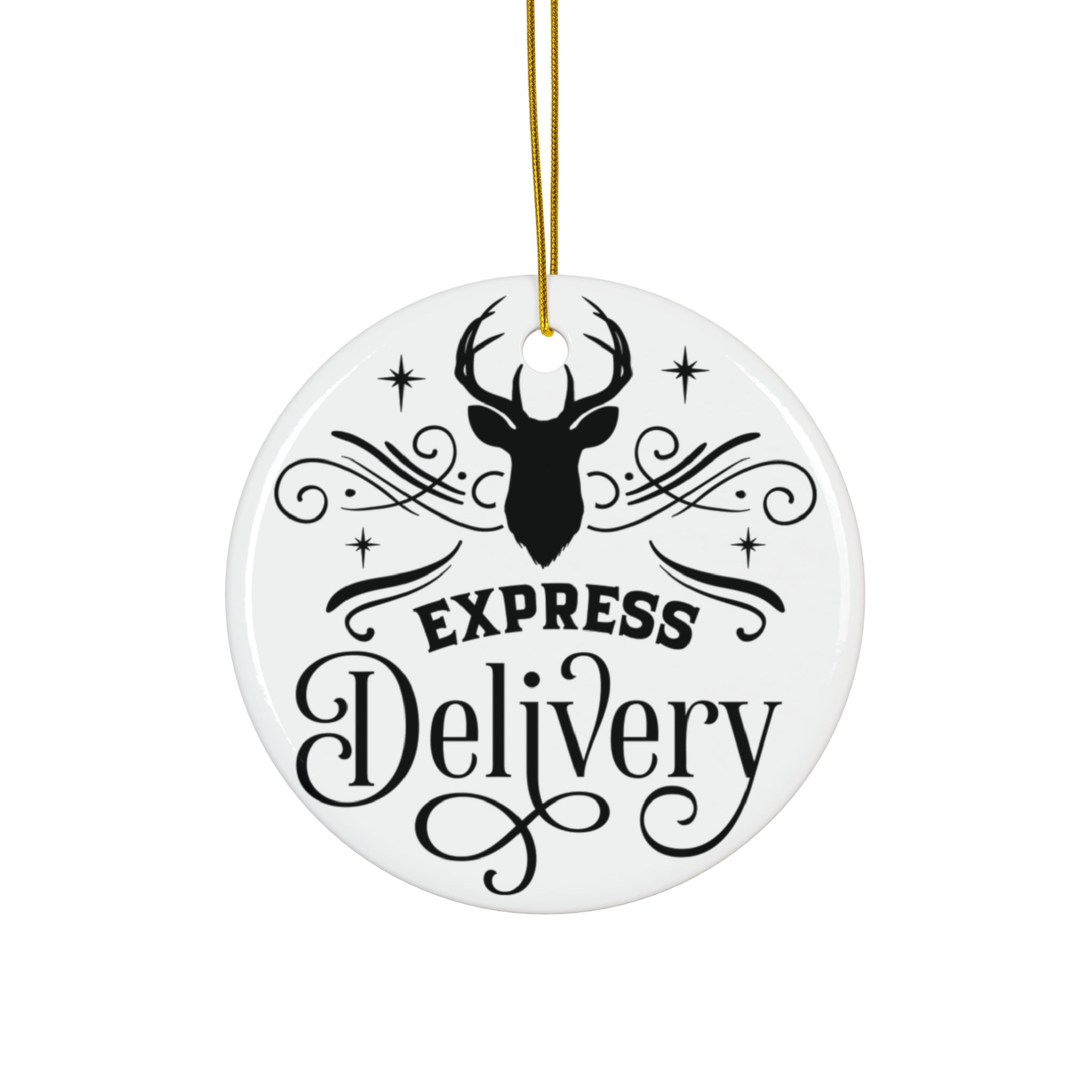 Express Delivery Reindeer Ceramic Ornament     Item #8129752 - Buckshot's Bargain Barn