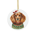 Christmas Dog With Christmas Sweater Ceramic Disc Ornament            Item #5145581