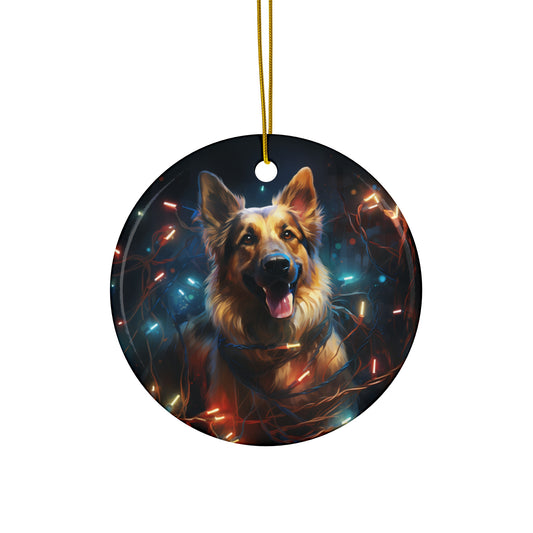 Ceramic Ornament - Xmas Dog With Lights       Item #3744522