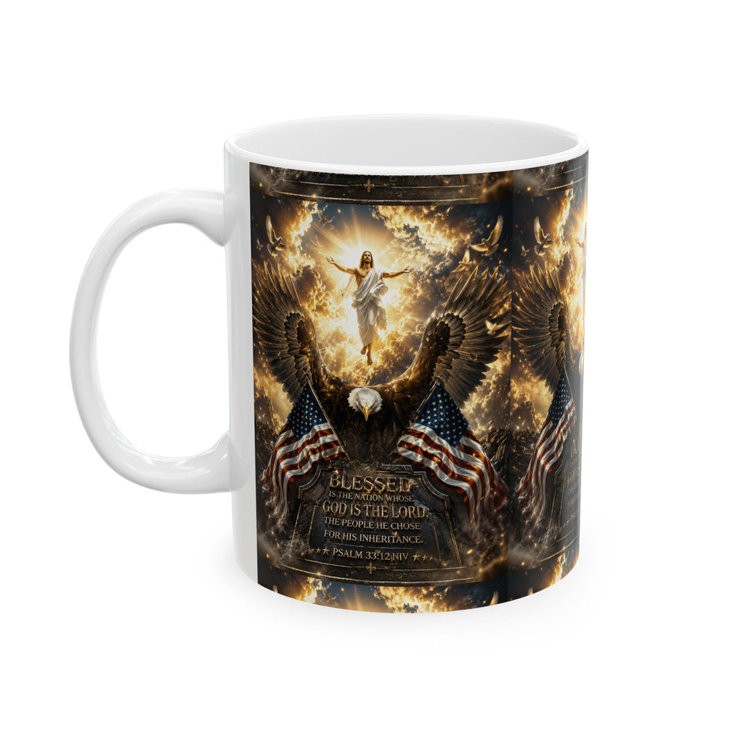 Patriotic Angel & Bald Eagle Ceramic Mug – God Bless America 11oz  Item #137373