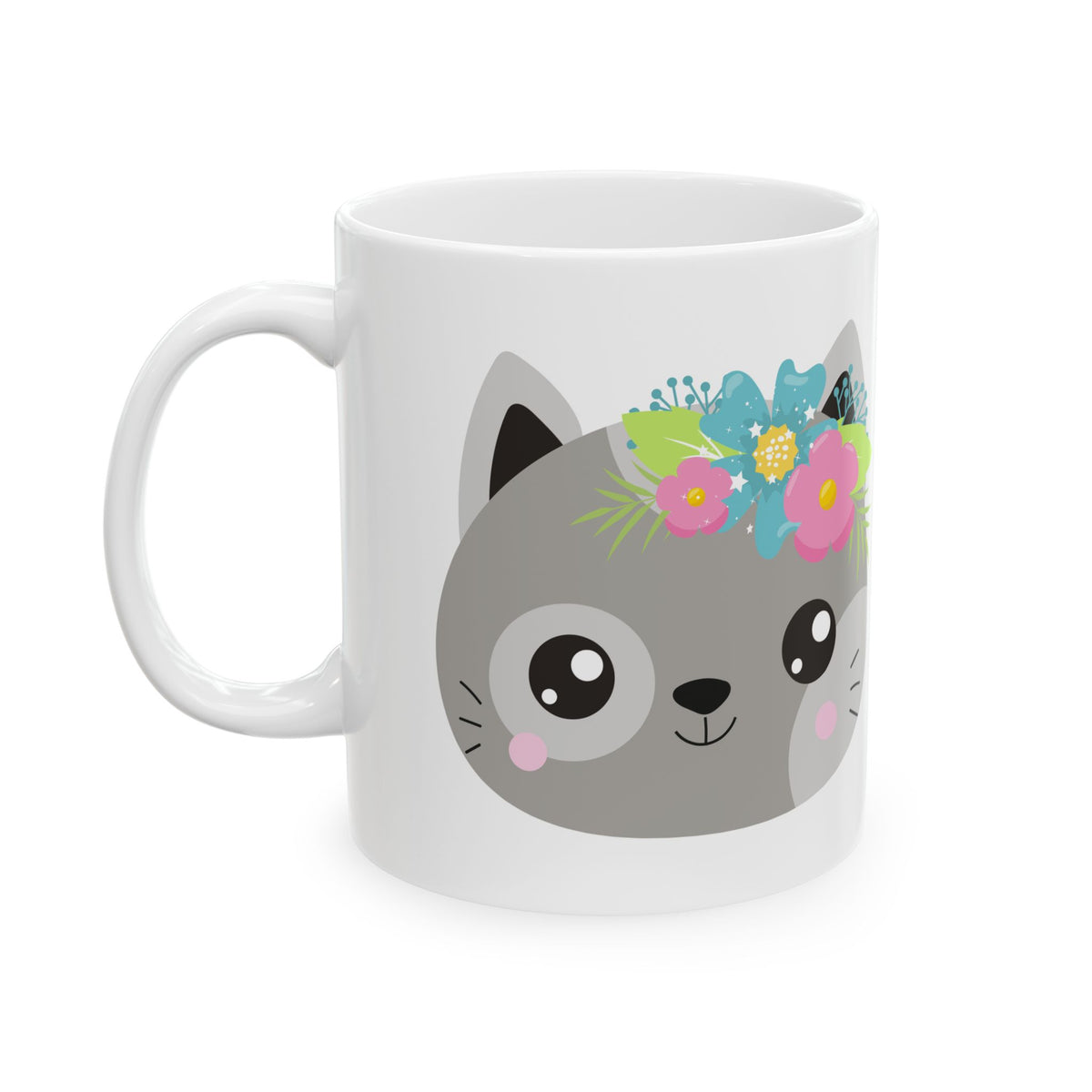 Cute Floral Cat Ceramic Mug  11oz   Item #451503