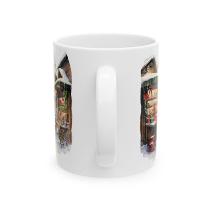 Winter Christmas Market With Dogs Ceramic Mug 11oz   Item #943948