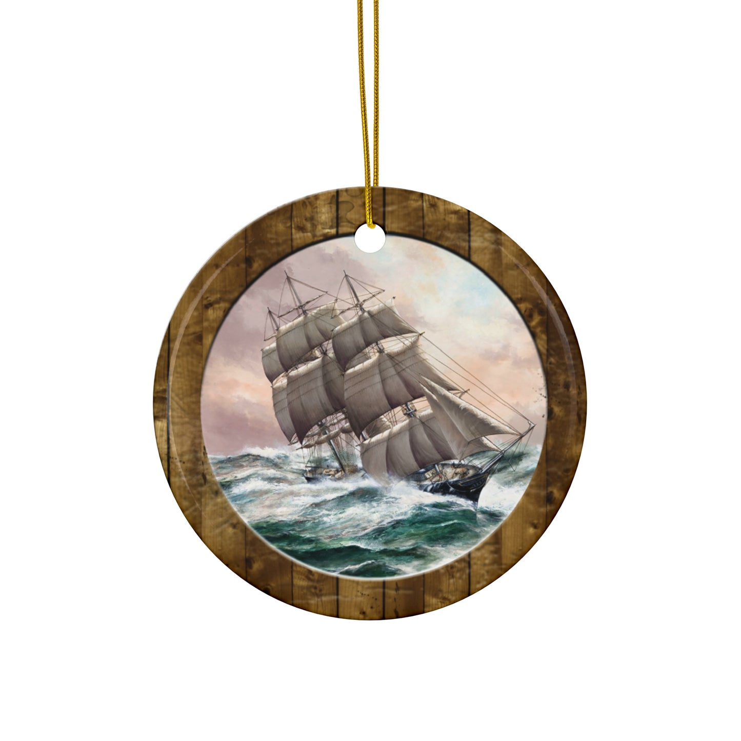 Sailing Ship Ceramic Disc Ornament     Item #8641742