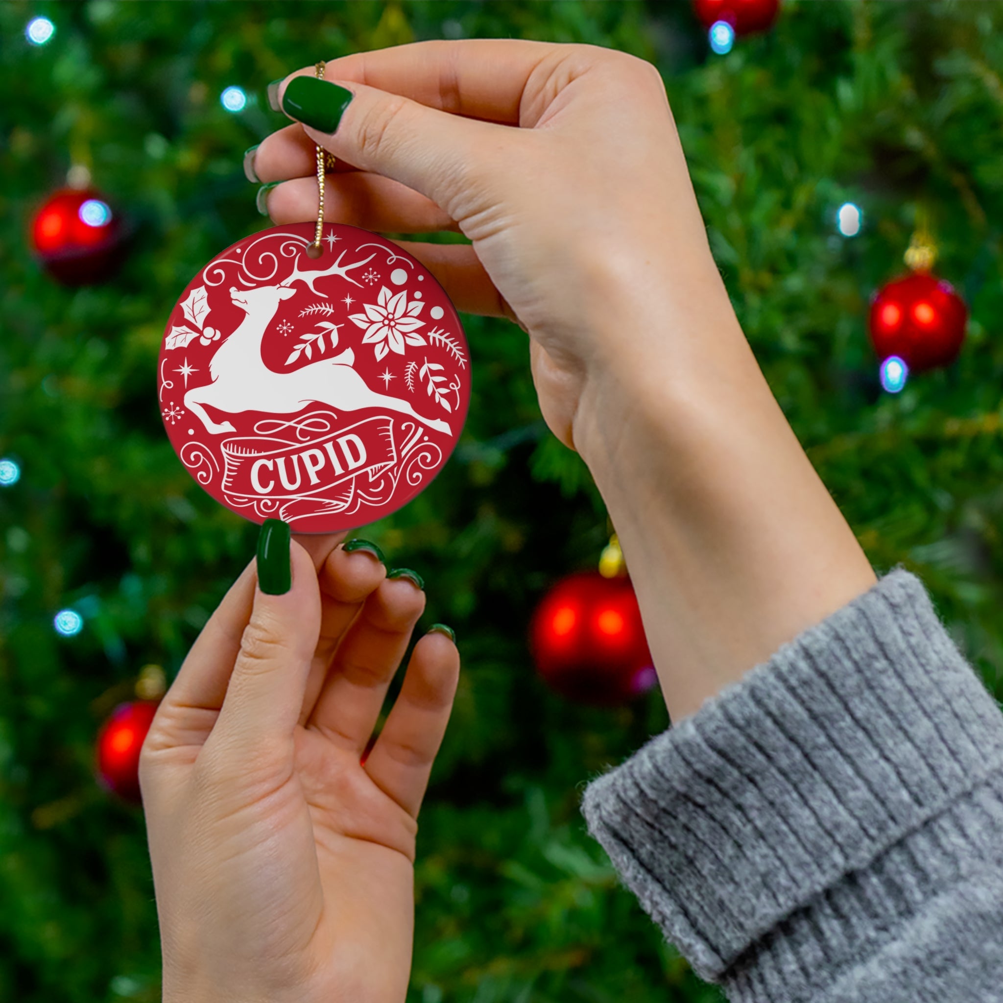 Cupid Reindeer Ceramic Ornament     Item #7549938 - Buckshot's Bargain Barn