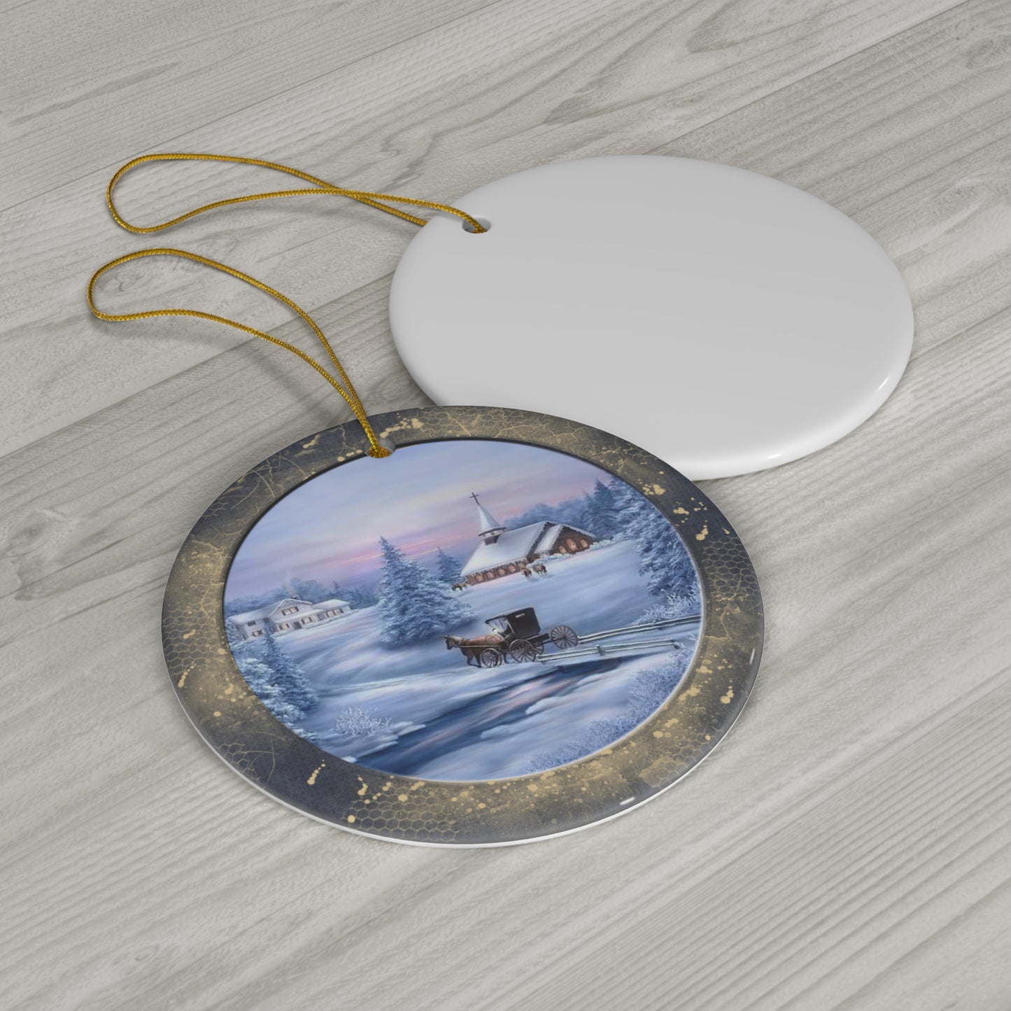 Winter Scene Ceramic Disc Ornament       Item #3182928