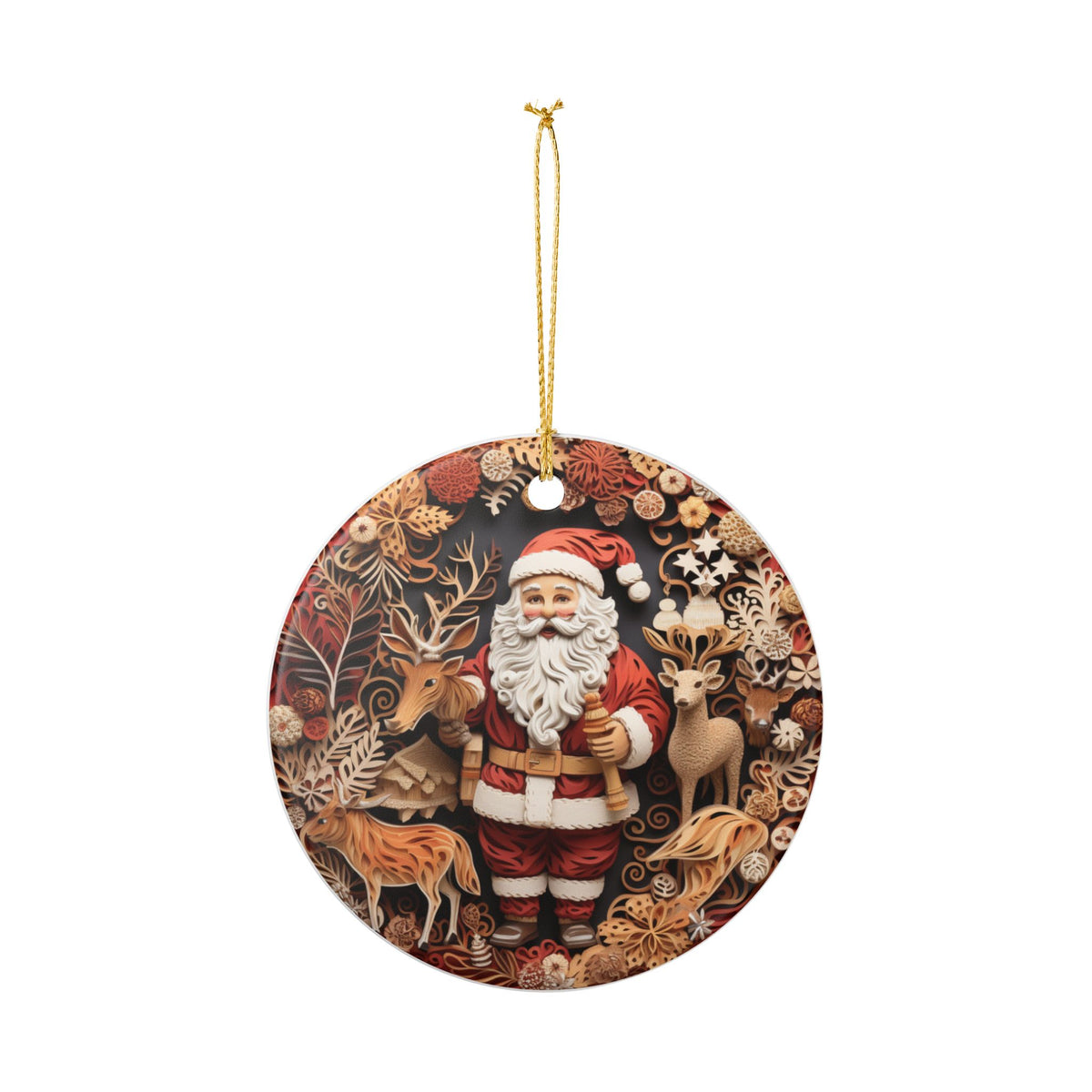 Santa and Woodland Animals Christmas Ceramic Ornament   Item #965257