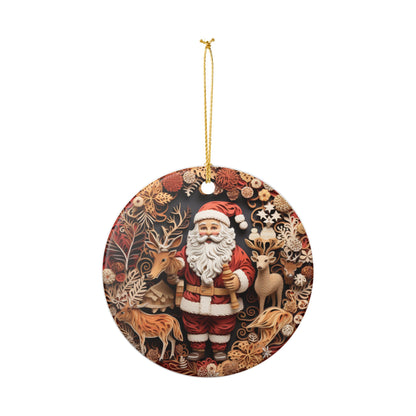 Santa and Woodland Animals Christmas Ceramic Ornament   Item #965257