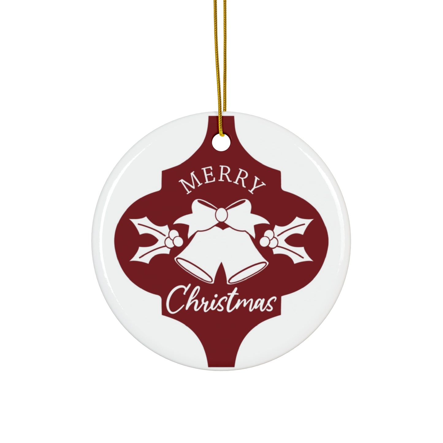 Merry Christmas Bells Ceramic Disc Ornament        Item #258438