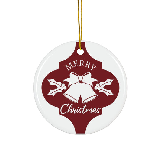 Merry Christmas Bells Ceramic Disc Ornament        Item #258438