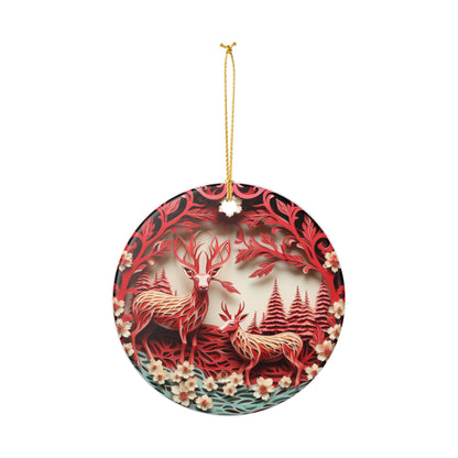 Red Deer Forest Ceramic Ornament    Item #734199