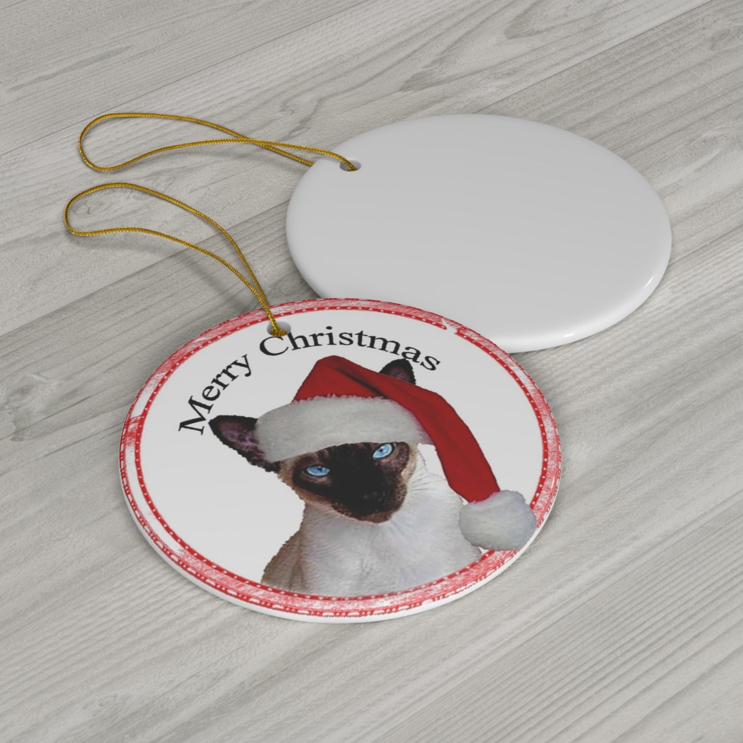 Merry Christmas Cat Ceramic Disc Ornament        Item #5632643