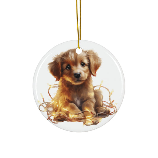 Christmas Dog Ceramic Disc Ornament                Item #9305279