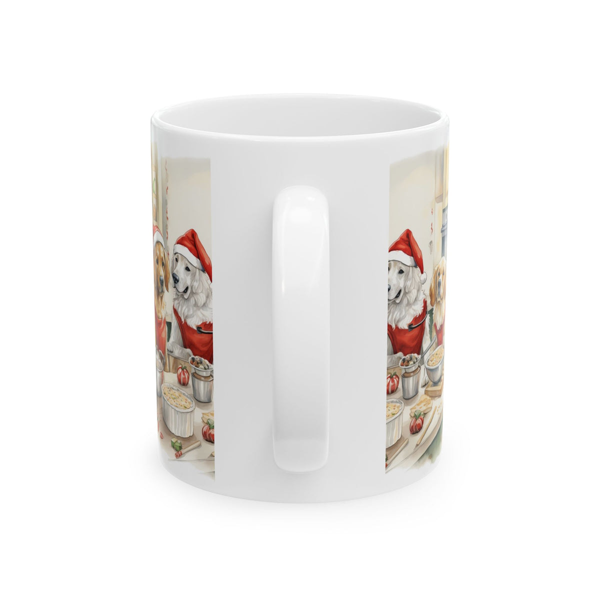 Christmas Dogs Baking Ceramic Mug — Festive Dogs Holiday Coffee Cup 11oz   Item #309585