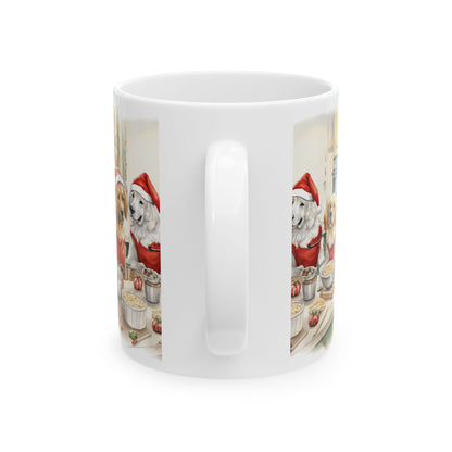 Christmas Dogs Baking Ceramic Mug — Festive Dogs Holiday Coffee Cup 11oz   Item #309585