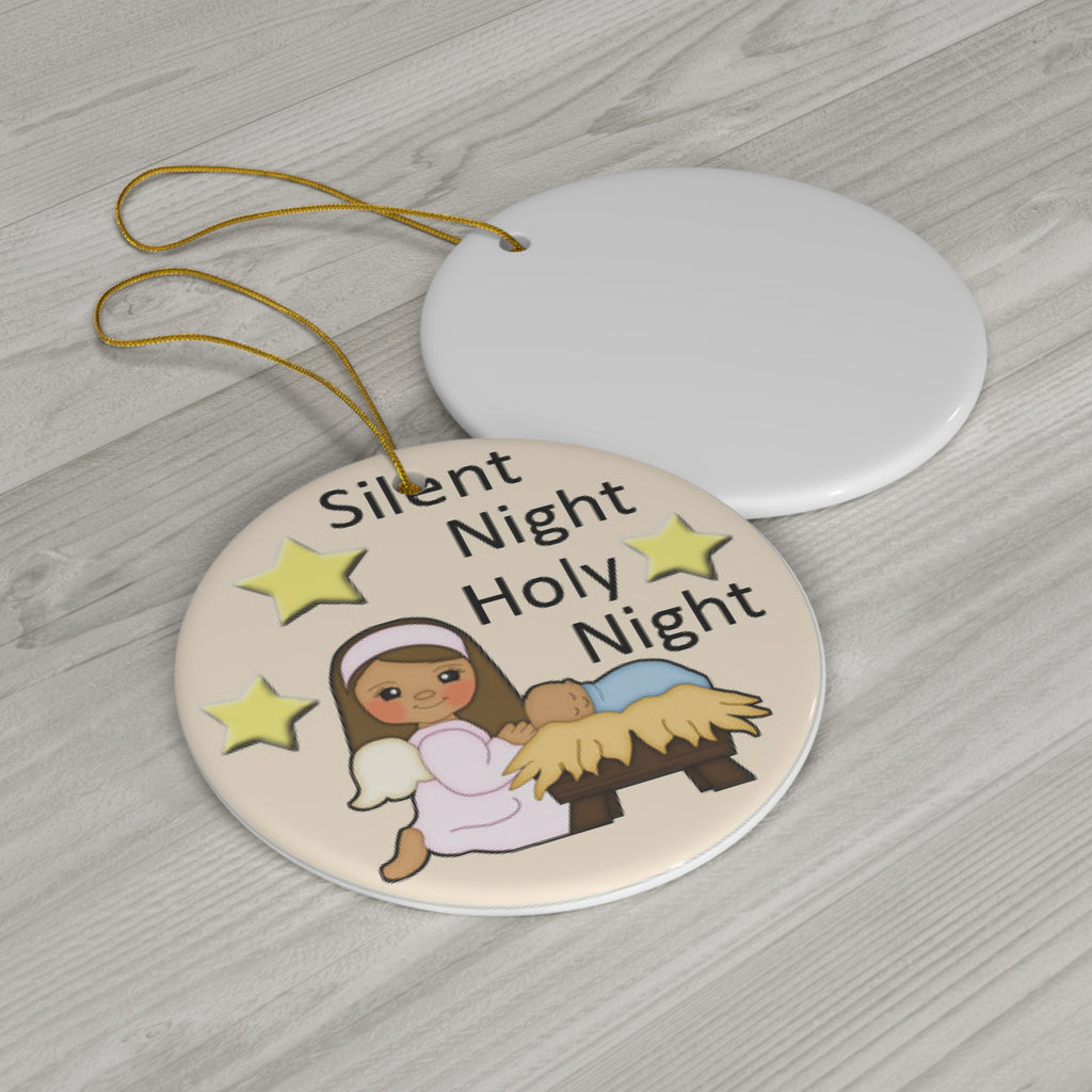 Silent Night Holy Night Ceramic Disc Ornament        Item #6233703 - Buckshot's Bargain Barn