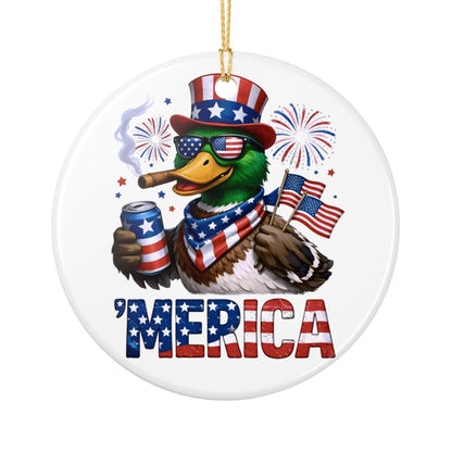 'Merica Duck Ceramic Ornament – Patriotic 4th of July Decoration   Item #301363