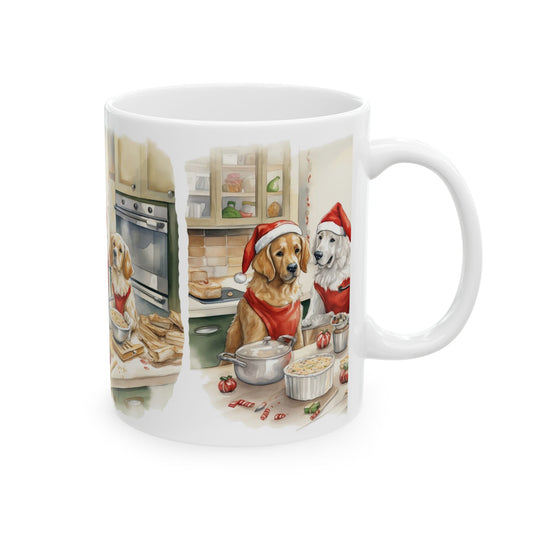 Christmas Dogs Baking Ceramic Mug — Festive Dogs Holiday Coffee Cup 11oz   Item #309585