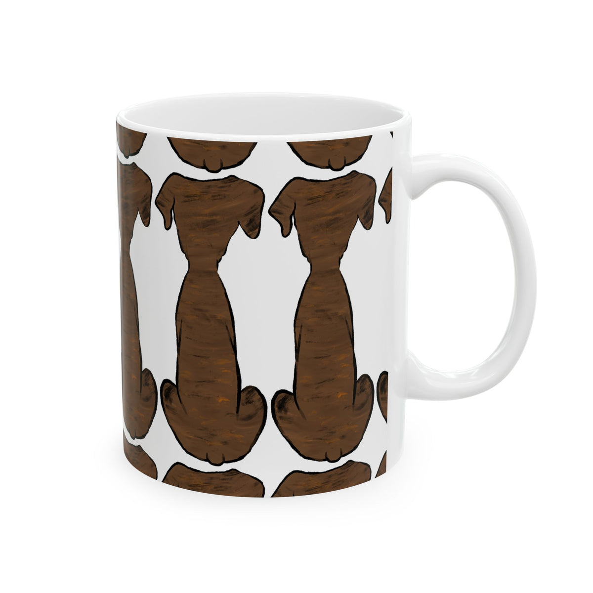 Dachshund Pattern Ceramic Mug — Cute Black & Tan Sausage Dog Coffee Cup 11oz   Item #666911