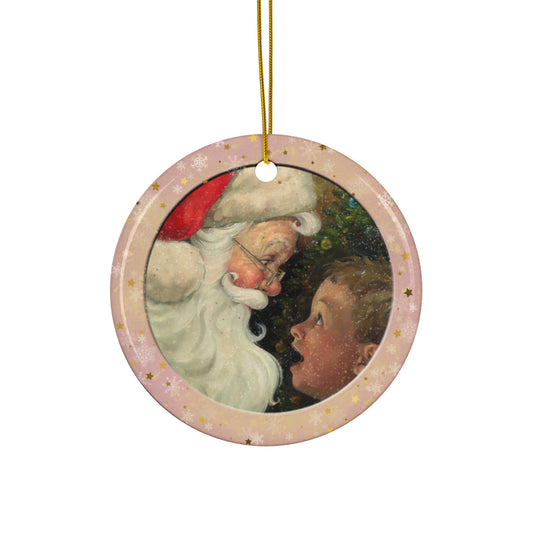 Santa With Kid Ceramic Disc Ornament    Item #8489186