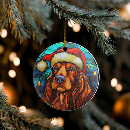 Santa Dog Ceramic Christmas Ornament   Item #154087