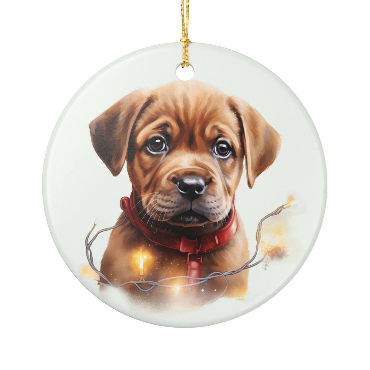 Ceramic Puppy Christmas Ornament – Cute Dog Holiday Tree Decoration   Item #732888