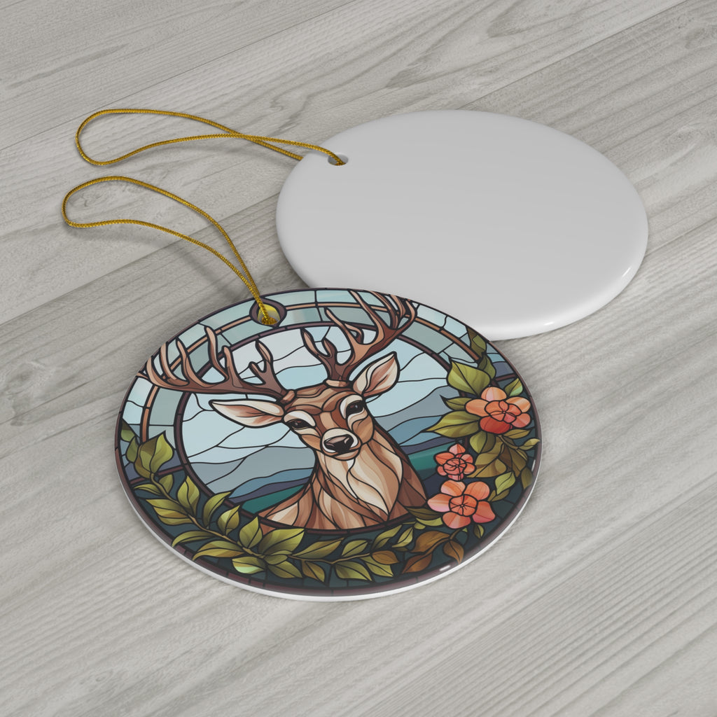 Christmas Deer With Flowers Ceramic Ornament         Item #9391782 - Buckshot's Bargain Barn