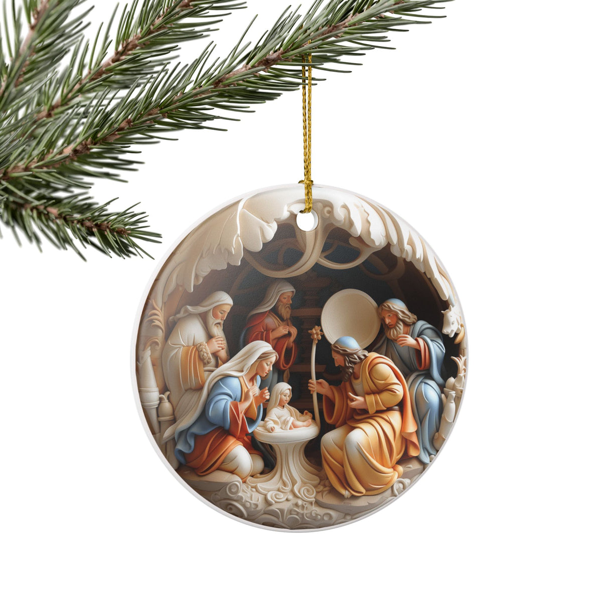 Nativity Scene Ceramic Ornament  Item #23462