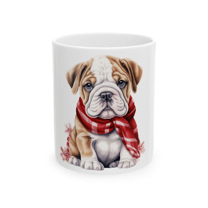 Bulldog Winter Scarf Mug — Cute Puppy Coffee Cup 11oz  Item #266544