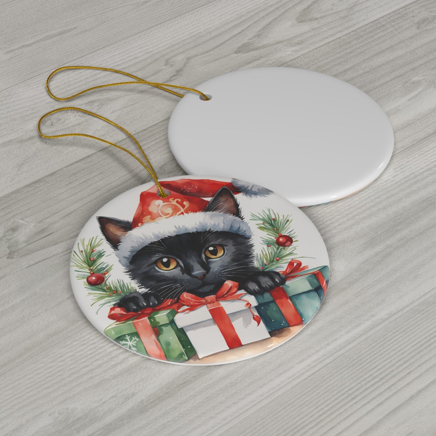 Ceramic Ornament - Christmas Cat     Item #1710998