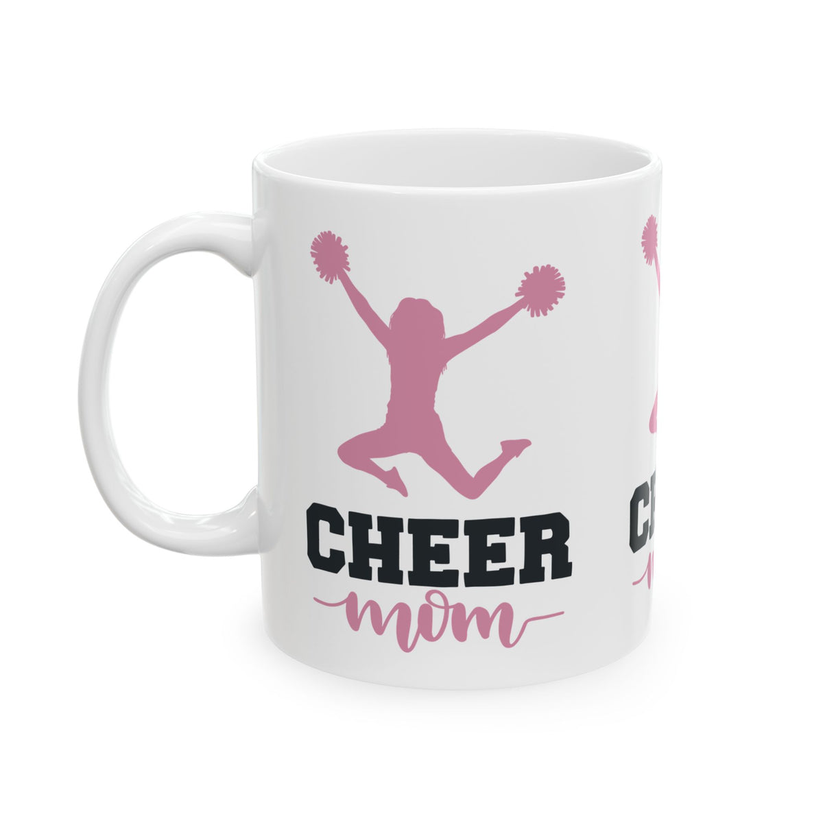 Cheer Mom Ceramic Mug – Pink Cheerleader Silhouette Coffee Cup 11oz   Item #487374