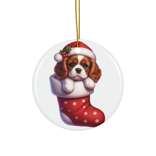 Ceramic Ornament - King Charles Spaniel Christmas Stocking     Item #4178295