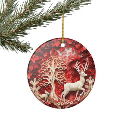 Red Forest Deer Ceramic Ornament    Item #98371