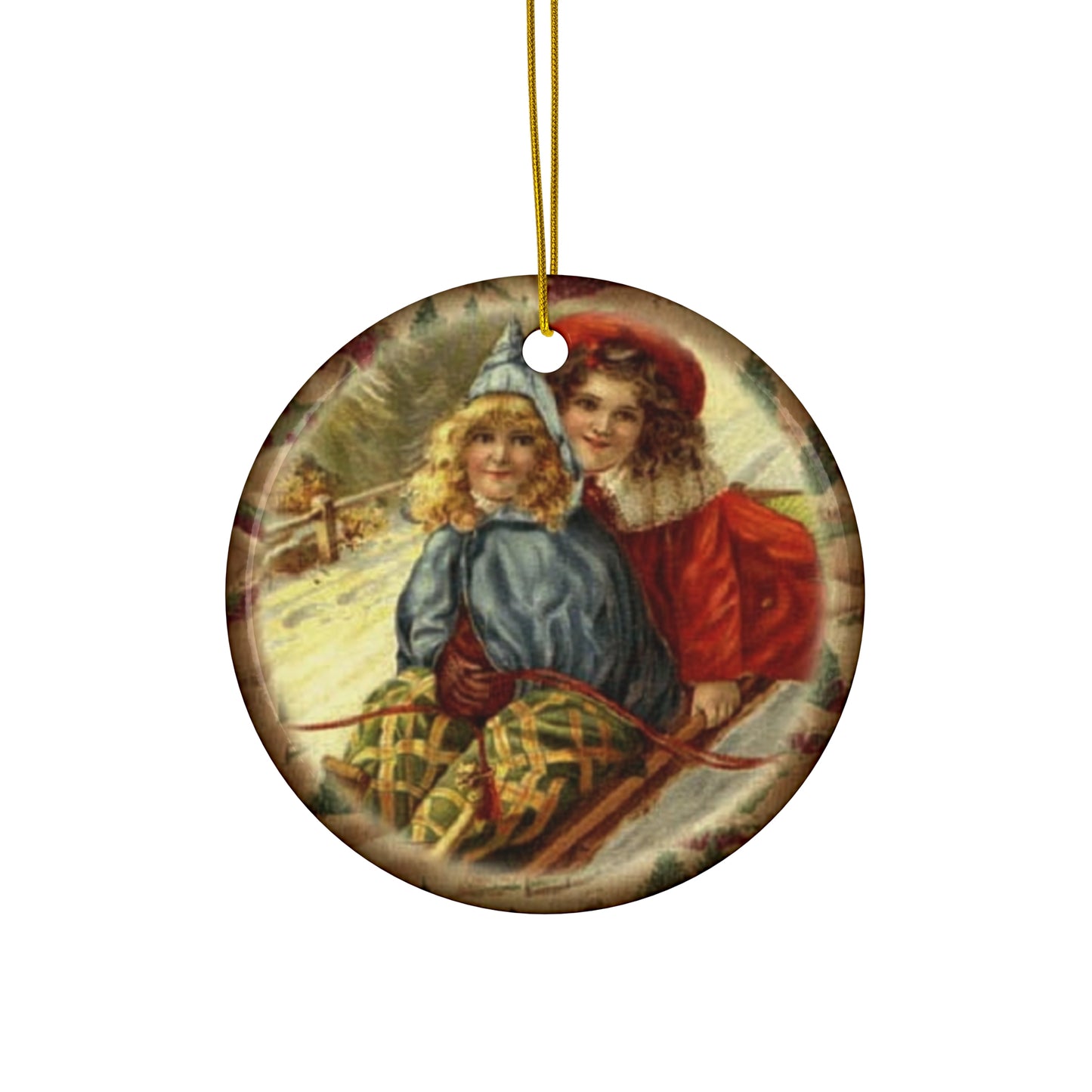 Christmas Kids Ceramic Disc Ornament           Item #1718011