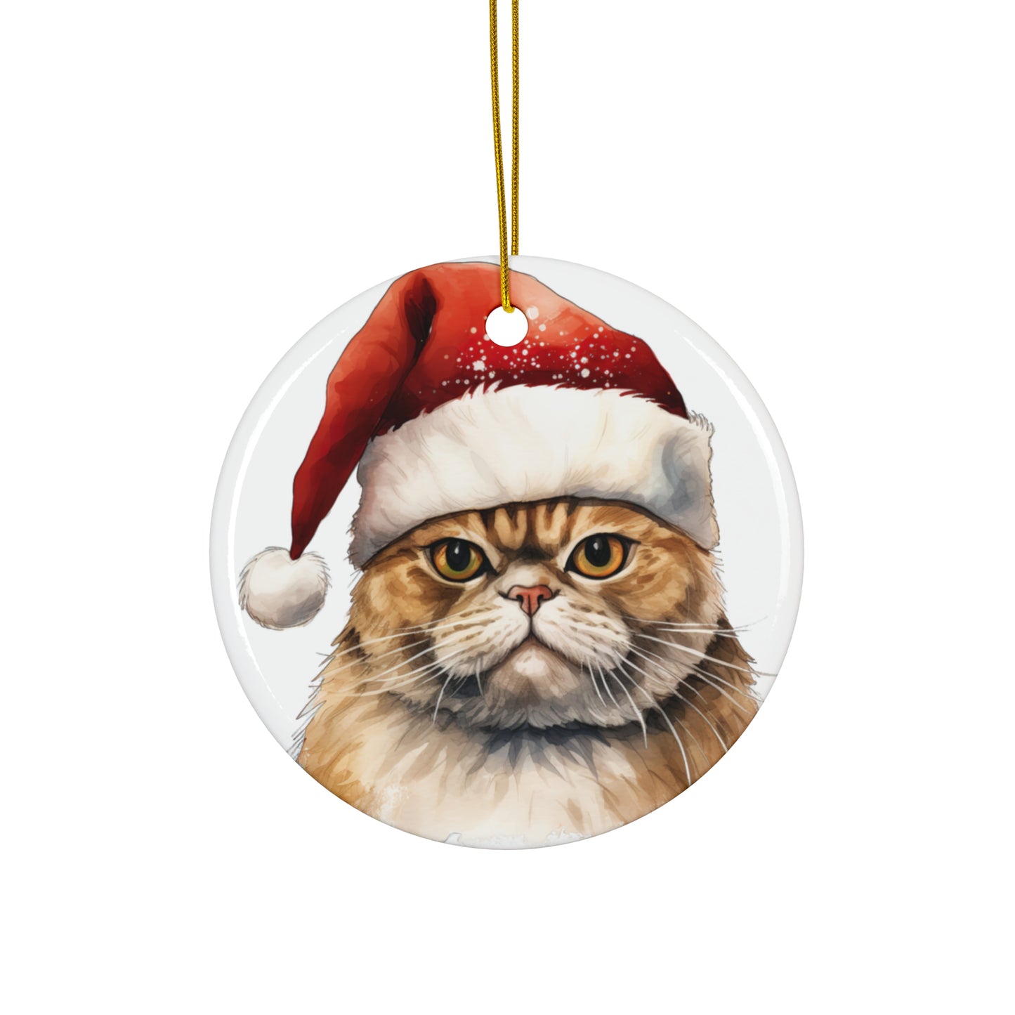 Exotic Shorthair Cat With Santa Hat Ceramic Ornament      Item #1687767