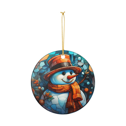 Ceramic Snowman Christmas Ornament     Item #11835