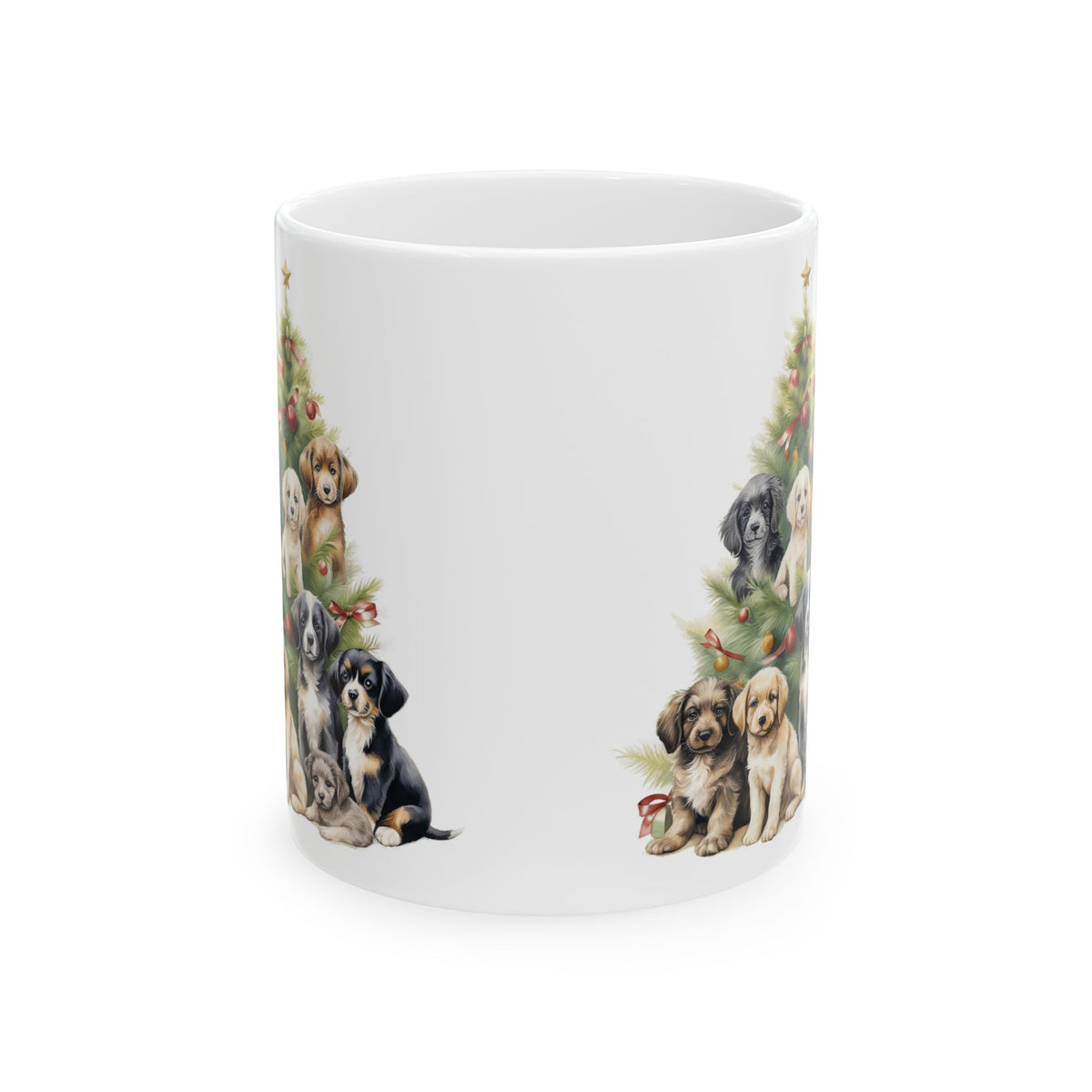 Adorable Puppy and Dog Lover Christmas Tree Ceramic Mug 11oz  Item #56076