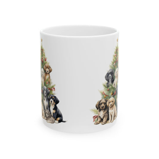 Adorable Puppy and Dog Lover Christmas Tree Ceramic Mug 11oz  Item #56076