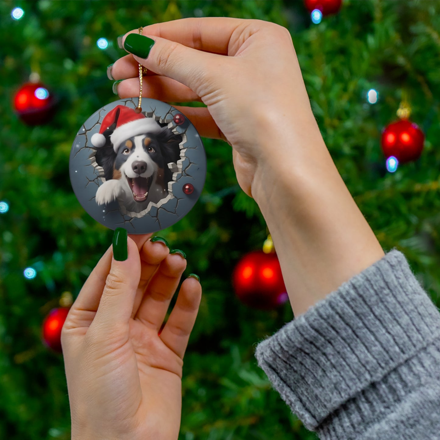 CERAMIC ORNAMENT - 3D CHRISTMAS DOG        Item #1162229