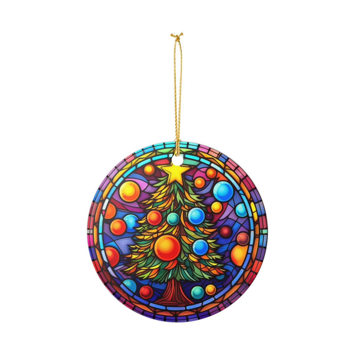 Colorful Stained Glass Christmas Tree Ceramic Ornament   Item #731784